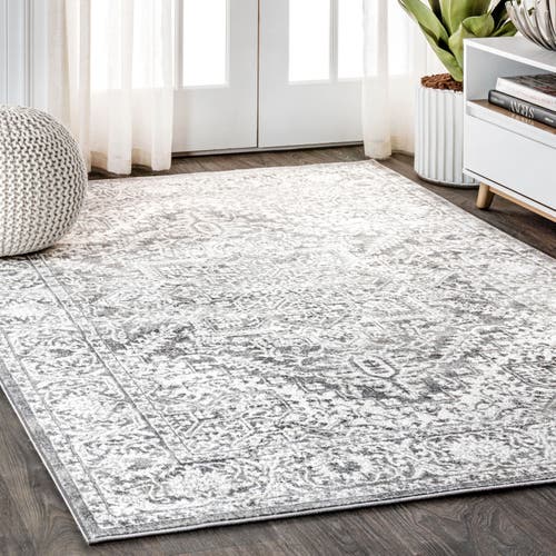 Jonathan Y Modern Persian Vintage Medallion Area Rug In Light Gray