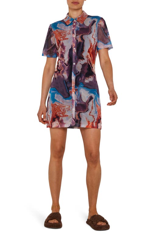 Noisy may Carrie Floral Mini Shirtdress in Molten Lava