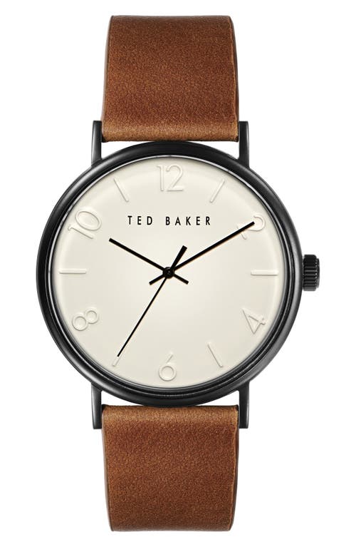 Ted Baker London Phylipa Leather Strap Watch, 43mm in Tan at Nordstrom