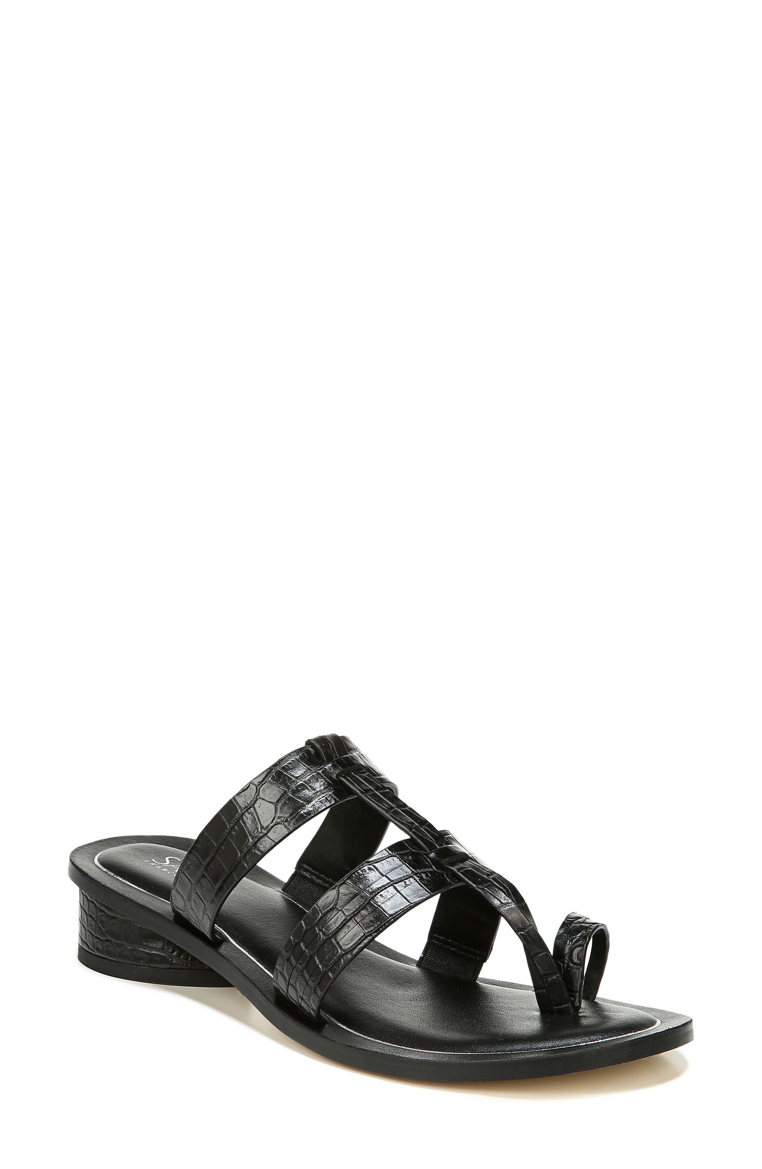 Black strappy slip on sandals Clearance