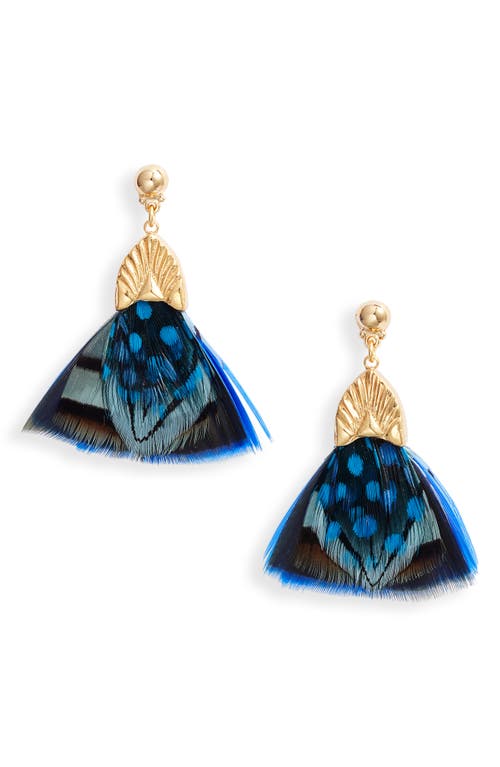 Gas Bijoux Plumette Feather Drop Earrings in Bright Turquoise