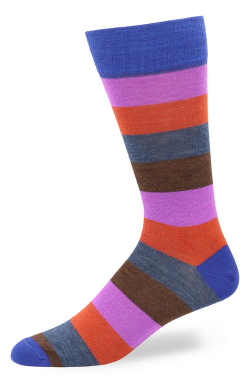 Lorenzo Uomo Stripe Wool Blend Dress Socks in Dark Purple