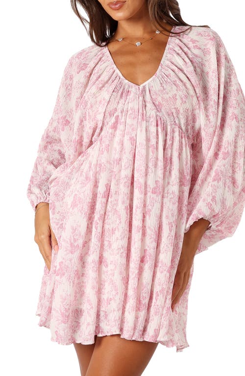 Petal And Pup Petal & Pup Paris Floral Textured Long Sleeve Minidress In Pink
