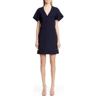 Lela Rose Handkerchief Sleeve Wool Blend Shift Minidress, 8 (similar to 1) - Blue