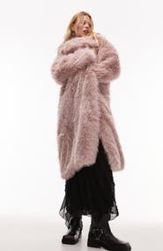 Warehouse longline shop faux fur coat