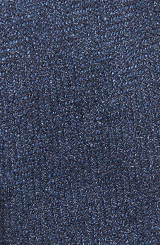 Shop Ralph Lauren Purple Label Herringbone Woven Linen & Silk Tie In Spring Navy