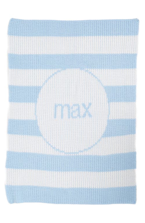 Butterscotch Blankees Modern Stripe Personalized Stroller Blanket In White/pale Blue