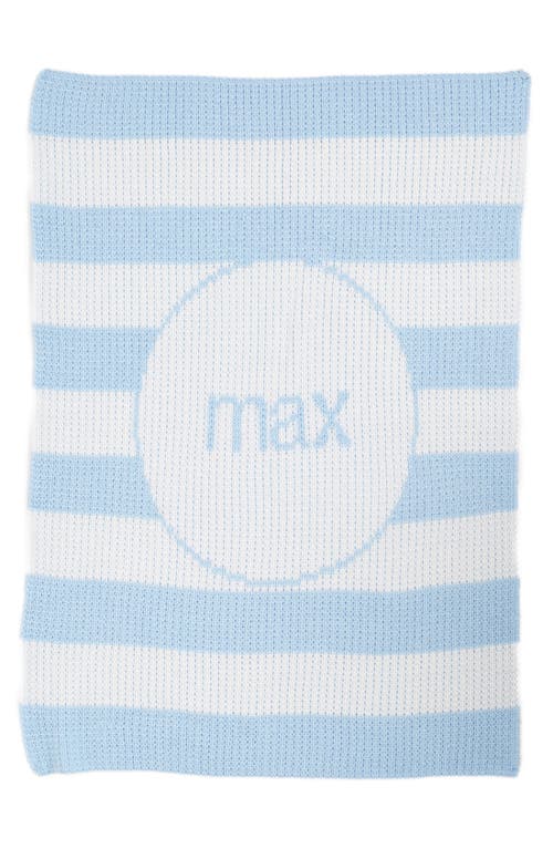 Butterscotch Blankees Kids'  Modern Stripe Personalized Stroller Blanket In White/pale Blue