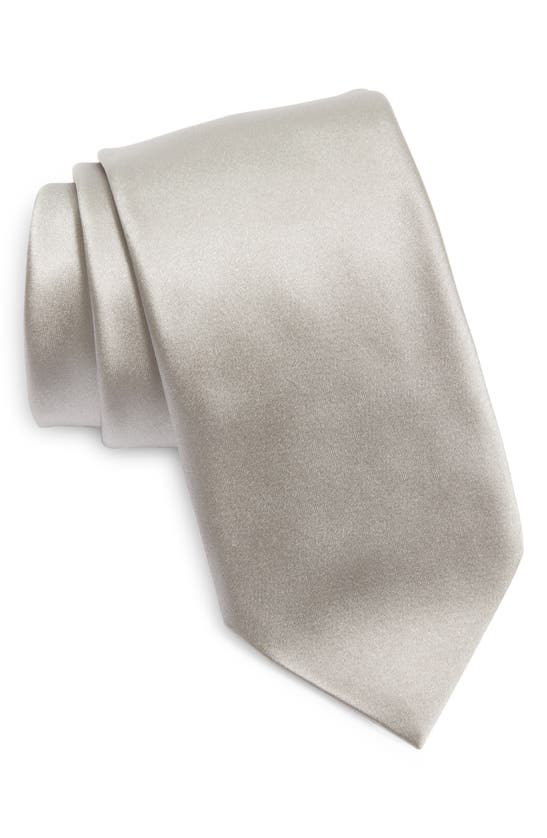 Shop Zegna Ties Solid Mulberry Silk Tie In Grey