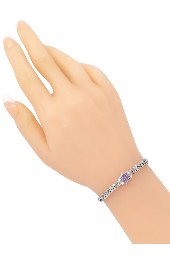 Shop Devata Sterling Silver Semiprecious Stone Chain Bracelet In Silver Purple