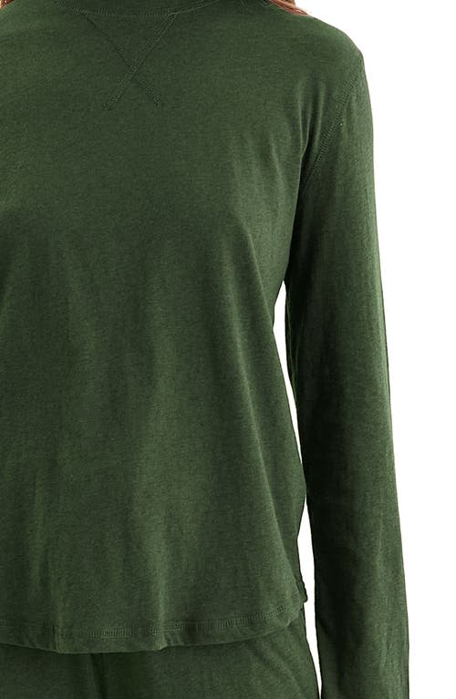 Shop Papinelle Jada Long Sleeve Cotton Pajama Top In Forest Green