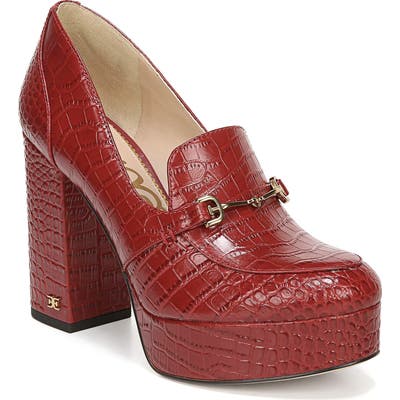 Sam Edelman Aretha Platform Loafer Pump, Red