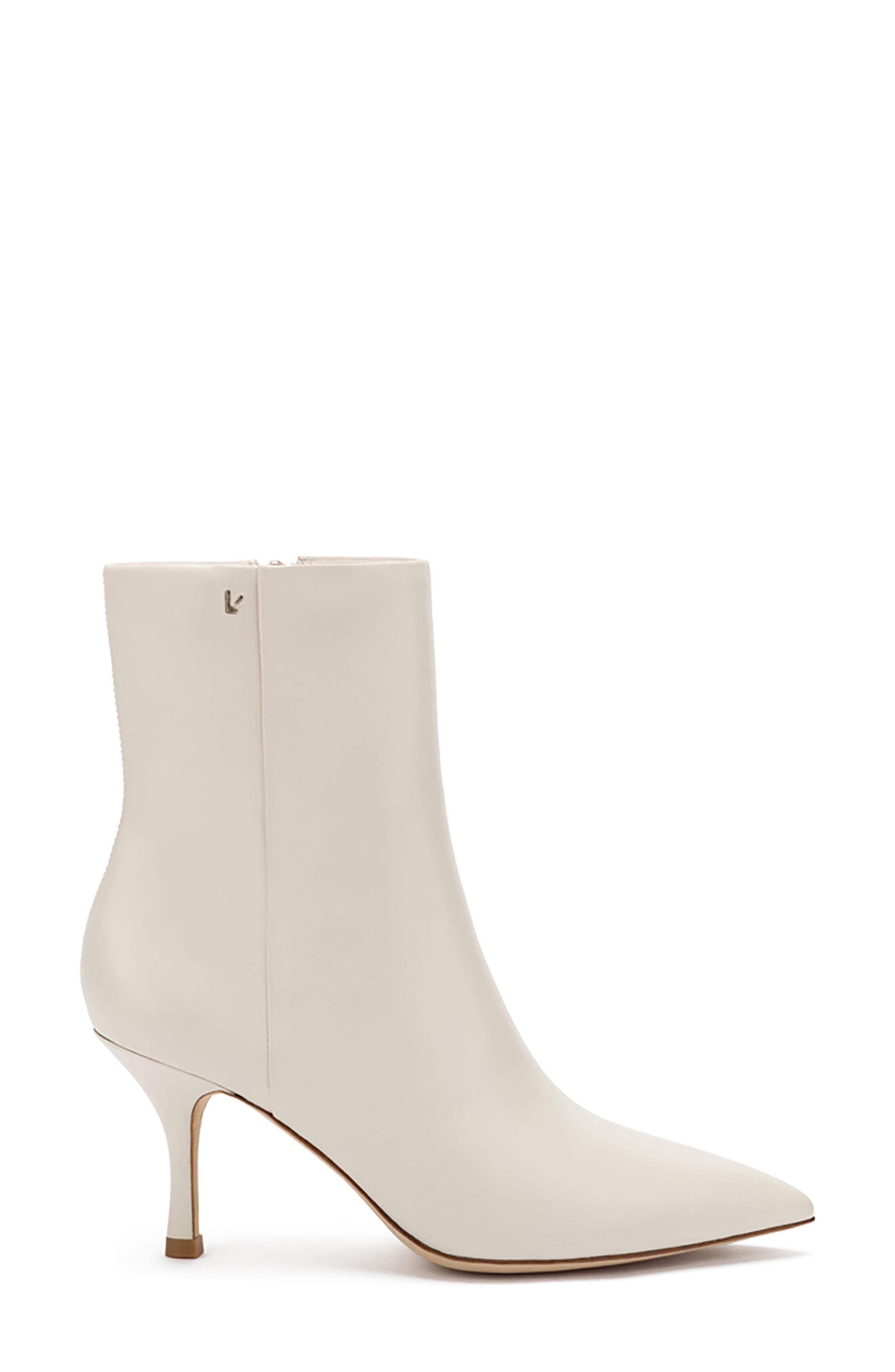 White ankle boots with heel