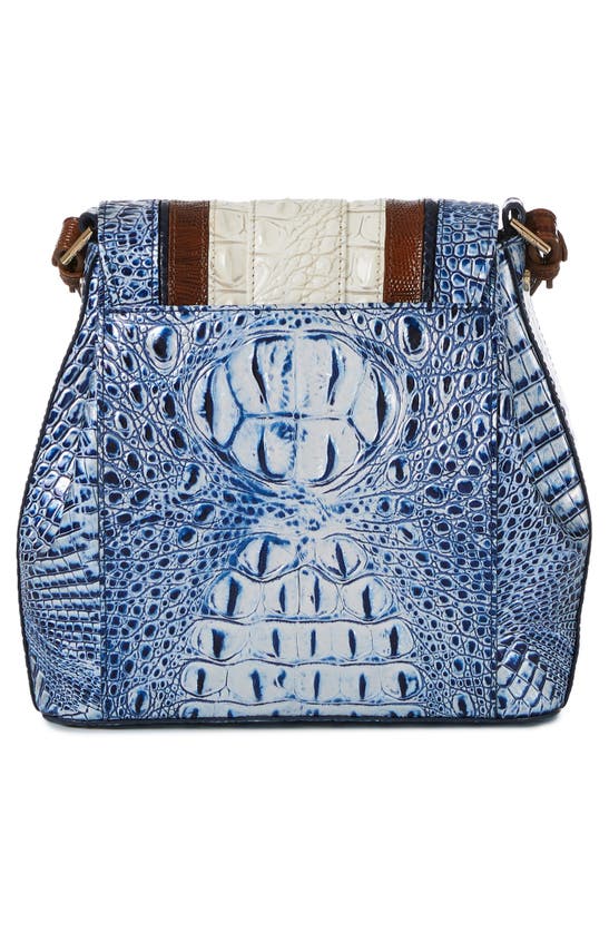 Shop Brahmin Margo Croc Embossed Leather Crossbody Bag In Coastal Blue