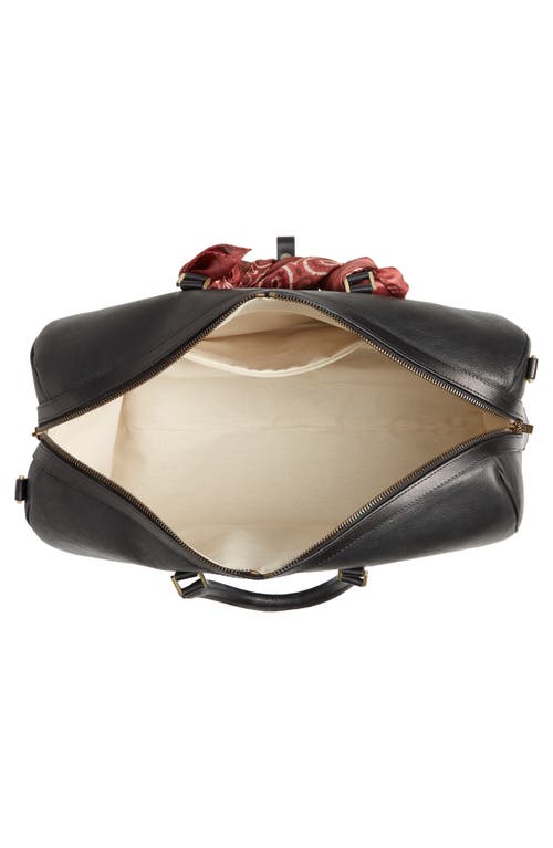 Shop Golden Goose Scarf Detail Calfskin Leather Duffle Bag In Black/red