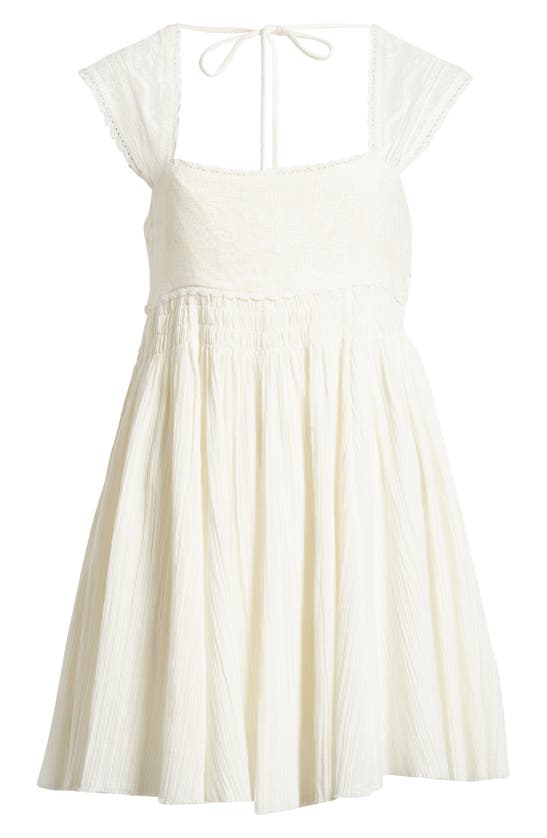 Shop Free People Heartland Embroidered Bodice Cotton Minidress In Ivory Combo