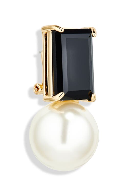 Shop Carolina Herrera Crystal & Imitation Pearl Drop Earrings In Black/white