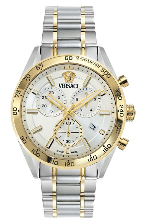 Versace V-code Chronograph Bracelet Watch, 41mm In Two Tone
