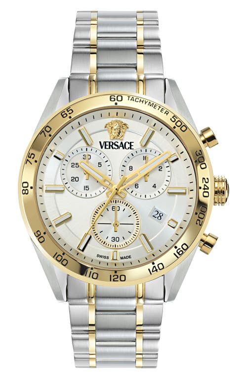 Shop Versace V-code Chronograph Bracelet Watch, 41mm In Two Tone