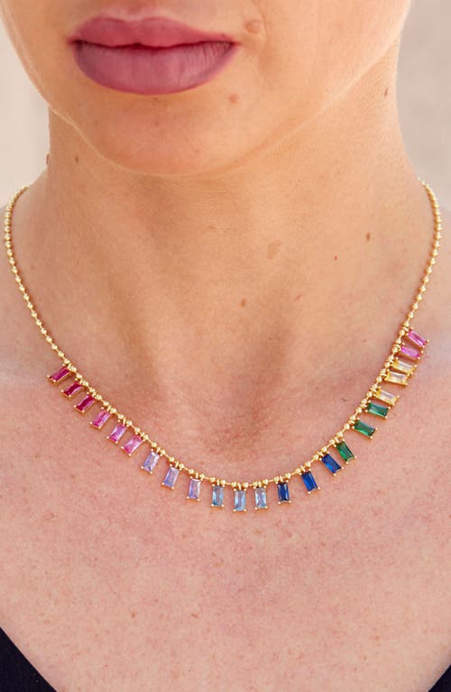Shop Savvy Cie Jewels Rainbow Cz Choker Necklace In Yellow Gold/rainbow