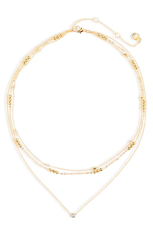 Chain & Crystal Layered Necklace in Gold