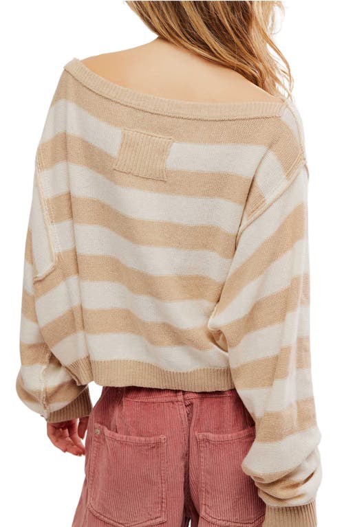 Shop Free People Into The Blue Stripe Crop Sweater In Ivory Combo