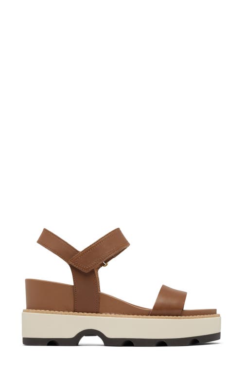 Sorel Joanie Iv Platform Wedge Slide Sandal In Velvet Tan/blackened Brown