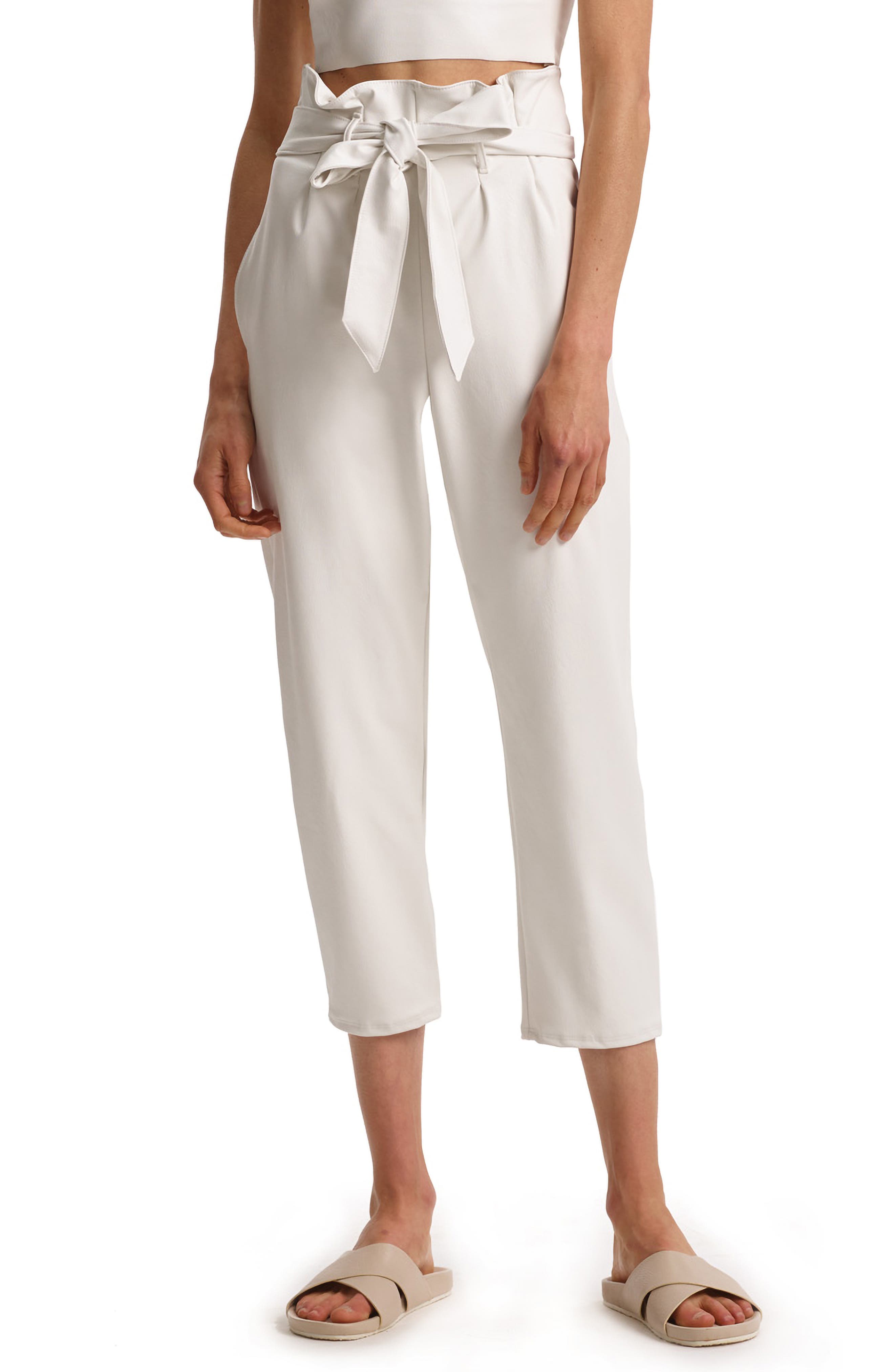 high waisted white pants with belt