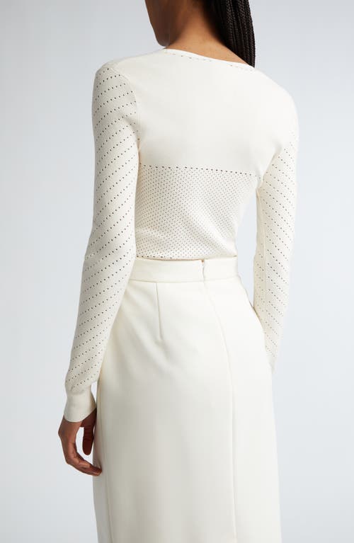 Max Mara Nadar V-neck Pointelle Stitch Sweater In Vanilla