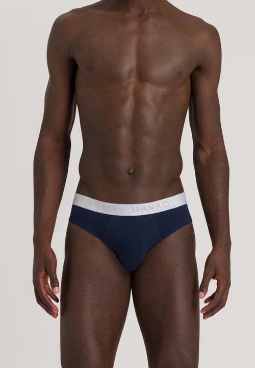 Hanro Cotton Essentials Two-pack Briefs In Light Melange/deep Navy