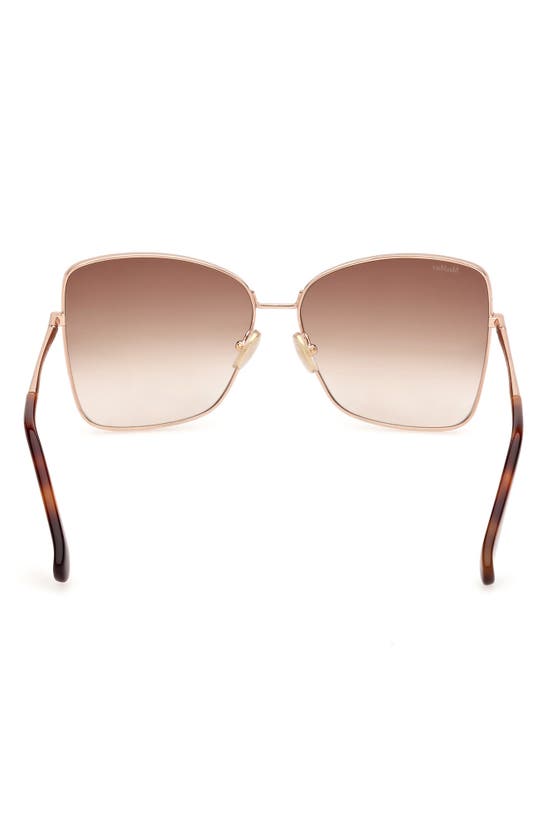 Max Mara 61mm Geometric Sunglasses In Shiny Rose Gold / Brown
