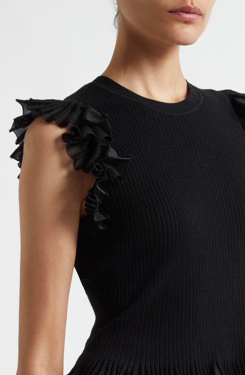 Ulla Johnson Leila Flared Sunburst-knit Top In Noir