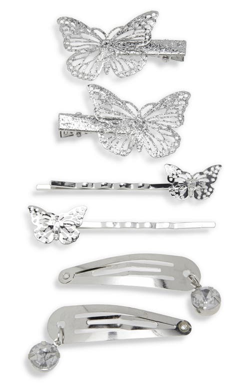 Capelli New York Kids' Assorted Set of 6 Hair Clips and Pins in Silver at Nordstrom