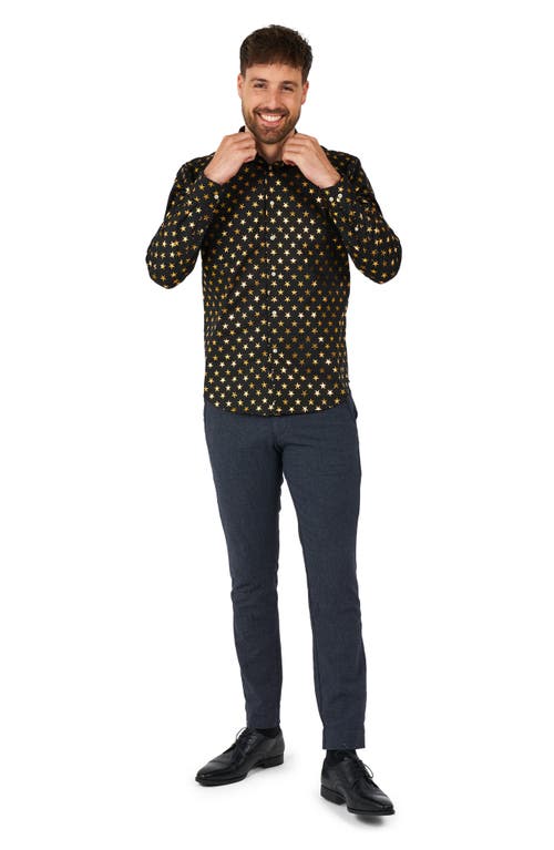 Shop Opposuits Foil Star Dress Shirt In Black