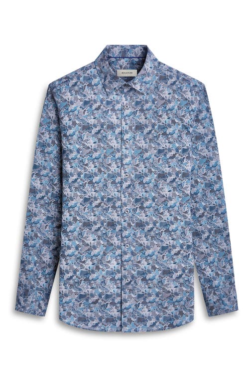 Shop Bugatchi Julian Shaped Fit Abstract Print Button-up Shirt In Teal