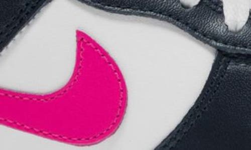 Nike Kids' Dunk Low Basketball Sneaker In Dark Obsidian/pink/white