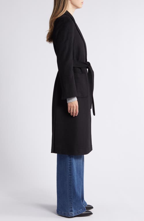 Shop Sam Edelman Wool Blend Wrap Coat In Black