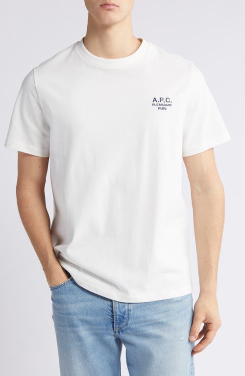 Shop Apc A.p.c. Embroidered Logo Cotton T-shirt In Blanc/dark Navy