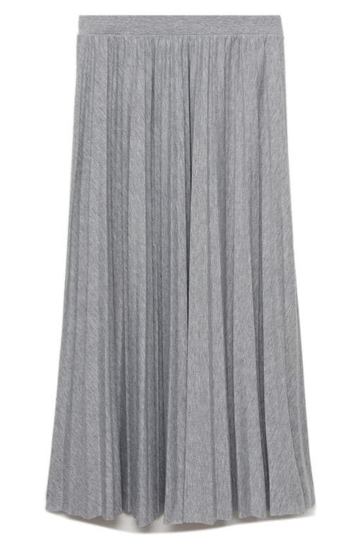 Shop Mango Pleated Maxi Skirt In Medium Heather Grey