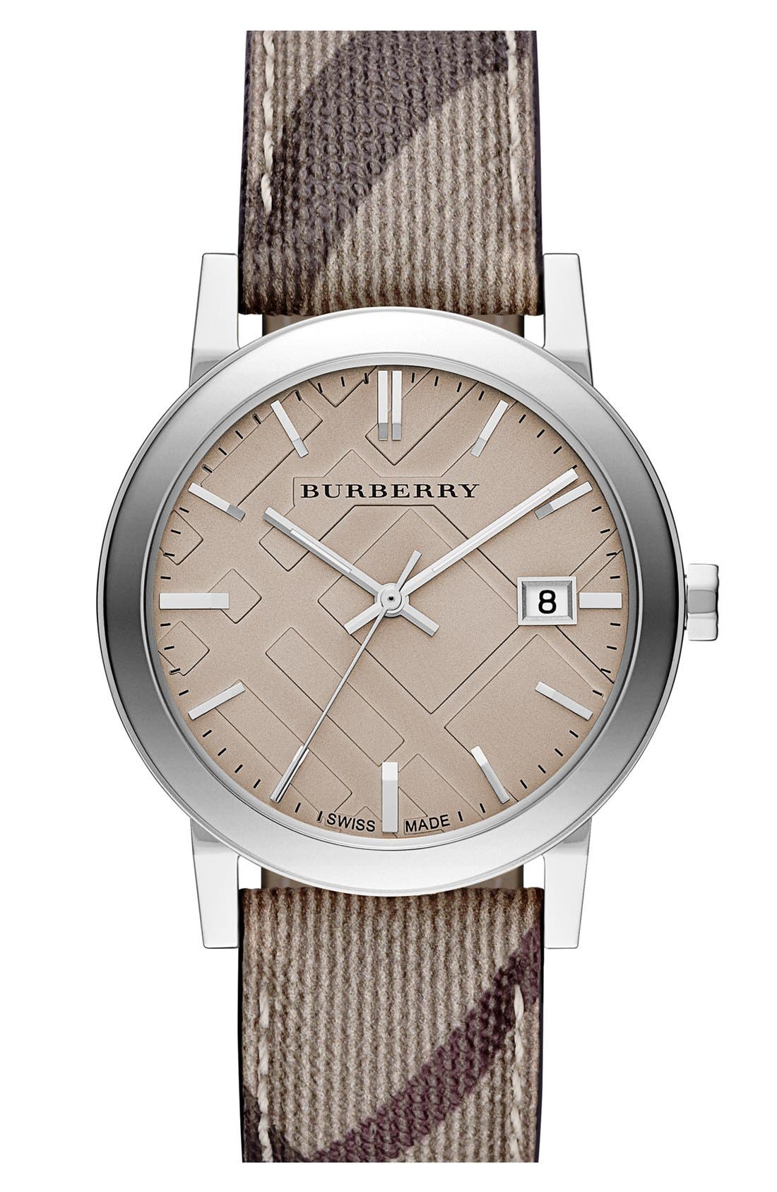 burberry large check strap watch 38mm