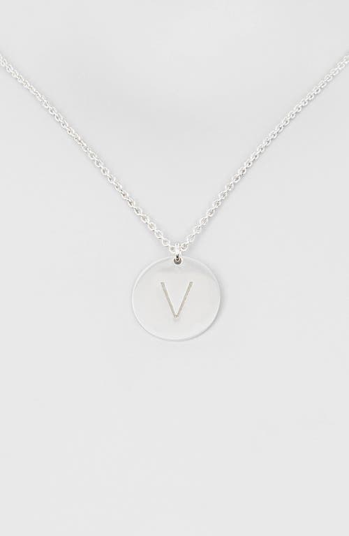 Meshmerise Initial Disc Pendant Necklace In White-v