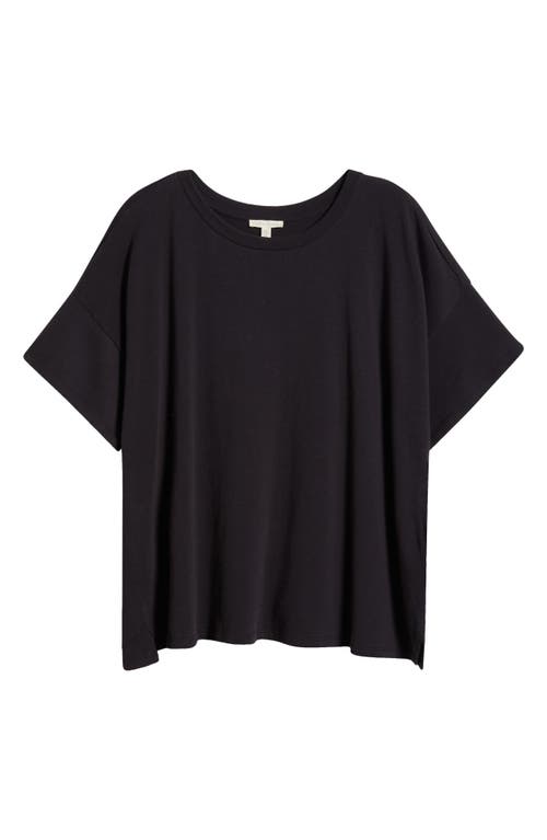 Shop Eileen Fisher Organic Cotton Crewneck T-shirt In Black