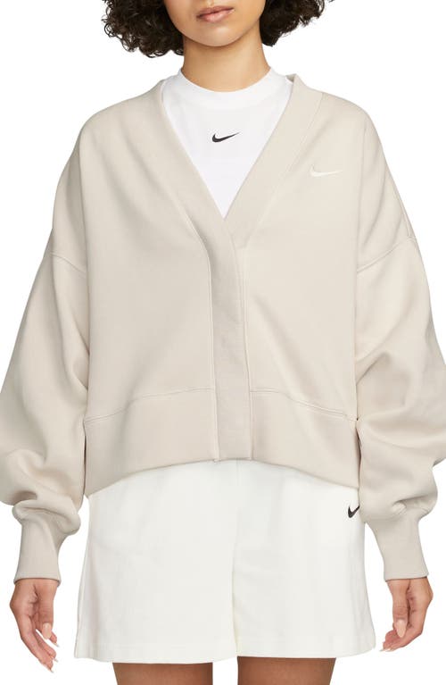 Nike Sportswear Phoenix Fleece Oversize Cardigan In Light Orewood/sail