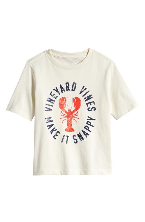 vineyard vines Kids' Make It Snappy Lobster Cotton Graphic T-Shirt Marshmallow at