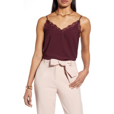 Halogen Lace Trim Camisole, Burgundy