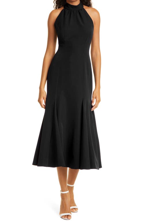 Milly Penelope Halter Backless Midi Dress in Black at Nordstrom, Size 8