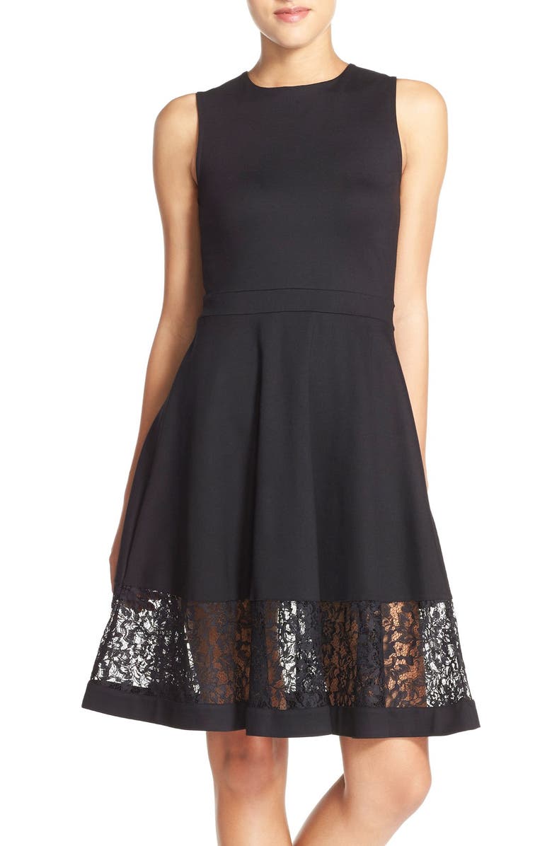 French Connection Lace Panel Fit & Flare Dress | Nordstrom