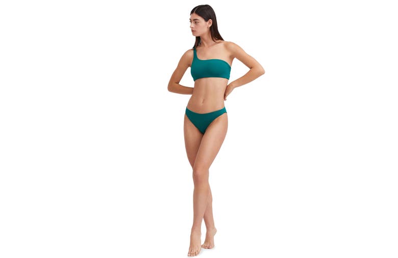 Shop Au Naturel By Gottex Solid Reversible One Shoulder Bikini Swim Top In Emerald