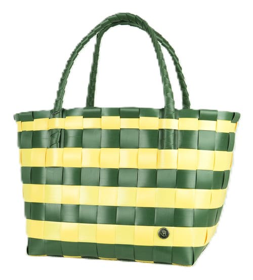 Shop Handed By Paris Spirit Recycled Tote Bags In Forest Green/sunflower Yellow