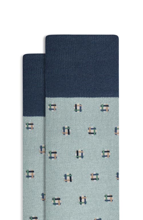 BUGATCHI BUGATCHI GEO PATTERN COTTON BLEND DRESS SOCKS 